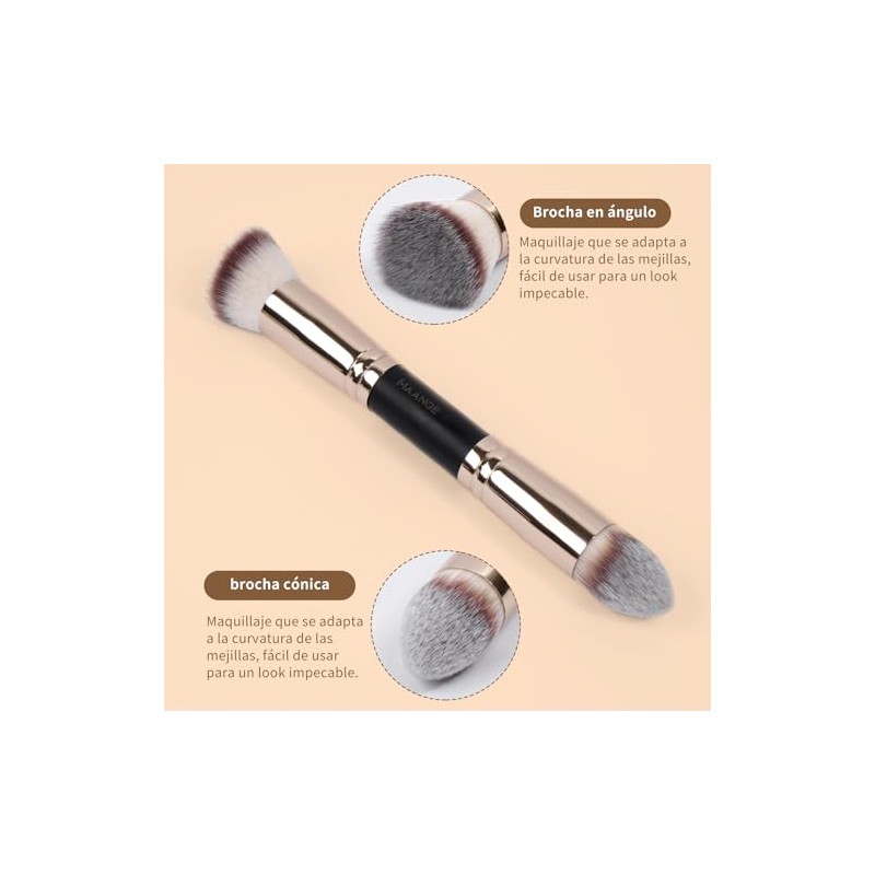 Maange 12pcs Brochas Maquillaje Doble Punta Esponjas Pulir Líquidos Cremas