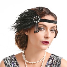Cucudy Retro Style 20s Accessories Costume Women and Men Mafia Gatsby Costume Set Art Deco Flapper Party 1920s Gatsby Jewellery Women's Feather Boa Headband Accessories Prom Event