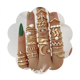 MLLISDGGET Non-Tarnish Gold Rings for Women, 14K Gold Plated Dainty Twisted Criss-Cross Rings, Trendy Adjustable Stackable Set,Thumb and Pinky Knuckle Jewelry, knuckle rings for women.