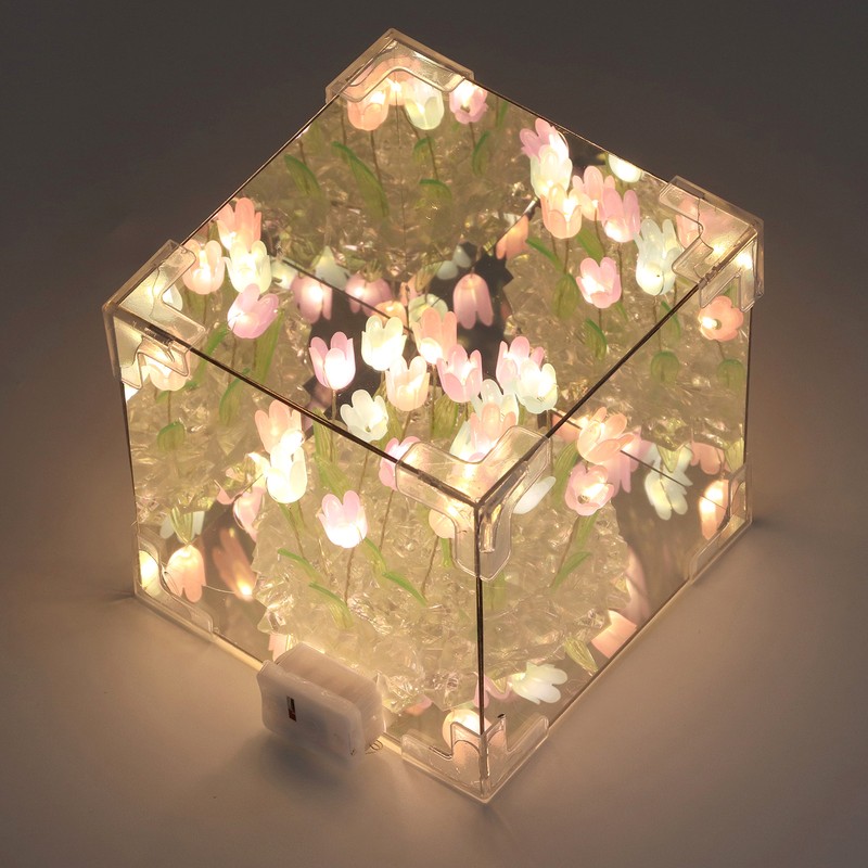 2 in 1 Tulip Cube Mirror Lamp LED Decorative Night