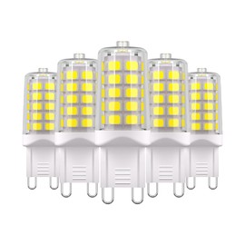 BAOMING G9 LED Bulb, Daylight White 6000K Not Dimmable,4W G9 Base Light Bulbs, 40W T4 Halogen Equivalent, Bi Pin Base G9 Chandelier Lighting, No-Flicker 360°Beam Angle, 120V 450LM, 5-Pack