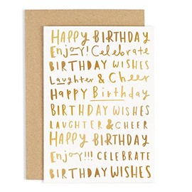 Old English Co. Birthday Words Card - A6 Gold Foiled | Perfect for Friends or Family Members | Happy & Funny Adult Occasion Cards | Suitable for Men & Women | Blank Inside & Envelope Included