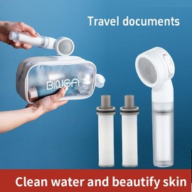 Binga Travel Filter Shower Head - Portable Water Filter with 3 Spray Modes for Travel and Hotel Use