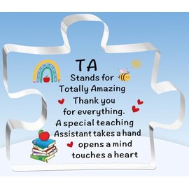 TTOVEN Teaching Assistant Gifts TA Teacher Plaque Presents Teacher Appreciation Acrylic Plaque Presents