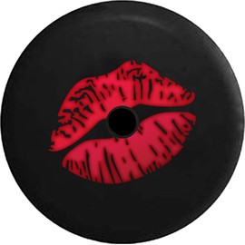 Pike Outdoors JL Series Spare Tire Cover Backup Camera Hole Lipstick Print Red Lips Black 32 in