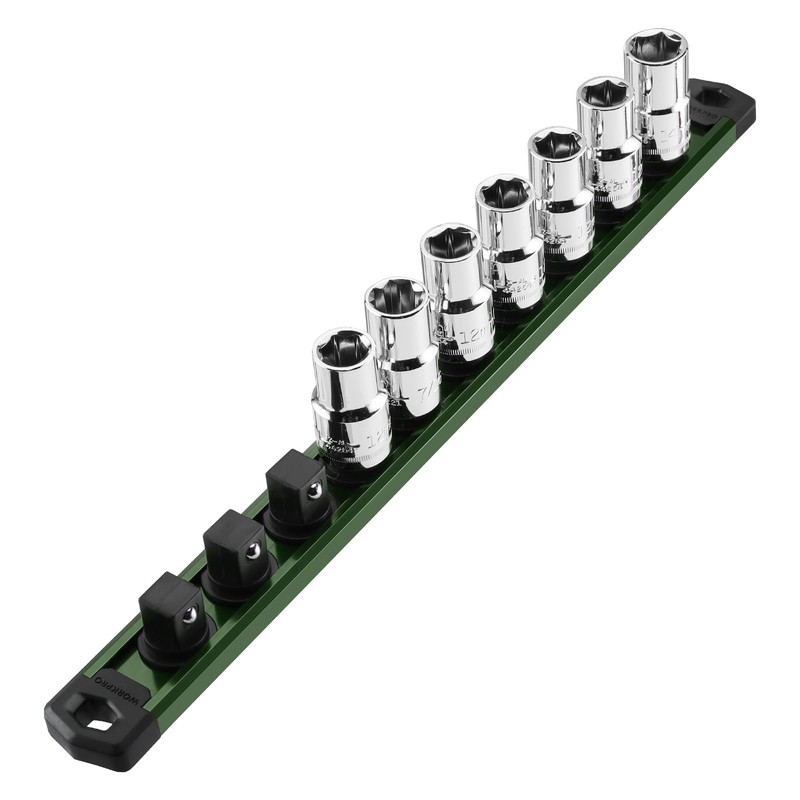 WORKPRO Magnetic Socket Organizer, 1/2-Inch Drive Aluminum Alloy Socket Rail,