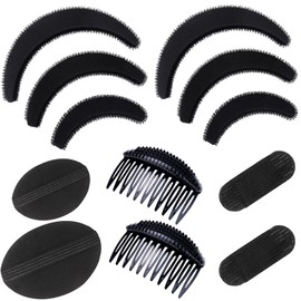 Hair Base Sponge Invisible Clip Comb Volume Insert Tool with False Pads and Hair Extensions Accessories (BC Black)