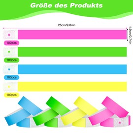 400 Pieces Paper Wristbands for Events - Waterproof Festival Accessory with Safety Clasp - Concert, Club, Entry Control (Printable, 4 Colors) (Pink)