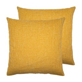 Ruberg Set of 2 Cushion Covers, 45 x 45 cm, Decorative Pillow Cases, Linen Sofa, Without Filling, for Car, Living Room, Bedroom, Office, Gold