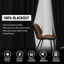 BellaHills BellaHills 100% Blackout Curtains for Bedroom Thermal Insulated Curtains & Drapes Blackout Curtains Pencil Pleat Curtains for Living Room with Black Liner 2 Panels, 46 x 54 Inch, Pumice Stone