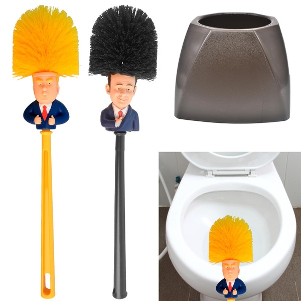 Wc-bürsten-reinigungszubehör, Toilettenbürste Reinigungsbürste, Trump-toilettenbürste, 2 Stück, with a Base, Lustige