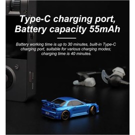 newstartrc Turbo Racing C61 C62 C63 C64 1/76 RC Electric Remote Control Model Mini Car RTR Flat Running Toys on Road RC Car Drift Racing Adult Desktop Toys (C64 Blue)