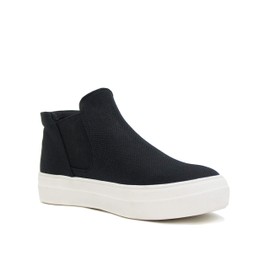 Soda Woods ~ Slip On High Top Twin Gore Double Layer Foam Padded Cushion Sock Fashion Sneakers (10, Black)