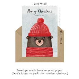 Christmas Card to Both of You - with a Fun Wooden Reindeer Decoration (Bear)