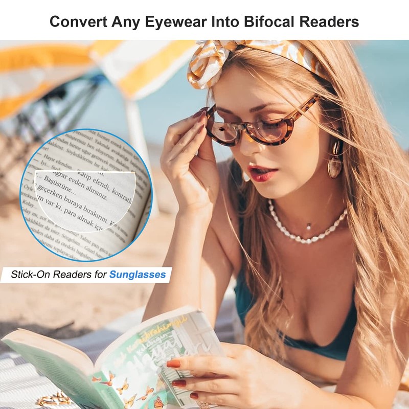 OKH Stick-on Bifocal Lenses Reader, Reusable Adhesive Magnifying Reading Lenses
