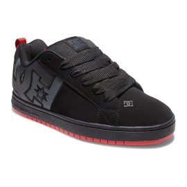 DC Men's Court Graffik SQ Low Top Casual Skate Shoe, Black/Grey/Red, 10.5