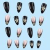 Medium Almond Press on Nails Black Fake Nails White Star