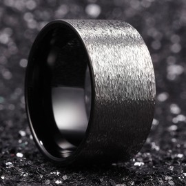 King Will 8mm Tungsten Carbide Ring for Men Black High Polish Domed Comfort Fit Ring Size 10