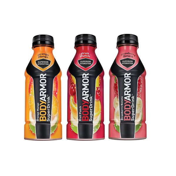 BodyArmor SuperDrink, Electrolyte Sport Drink, 3 Flavor Variety Pack, 16 oz Bottles, (Pack of 12)