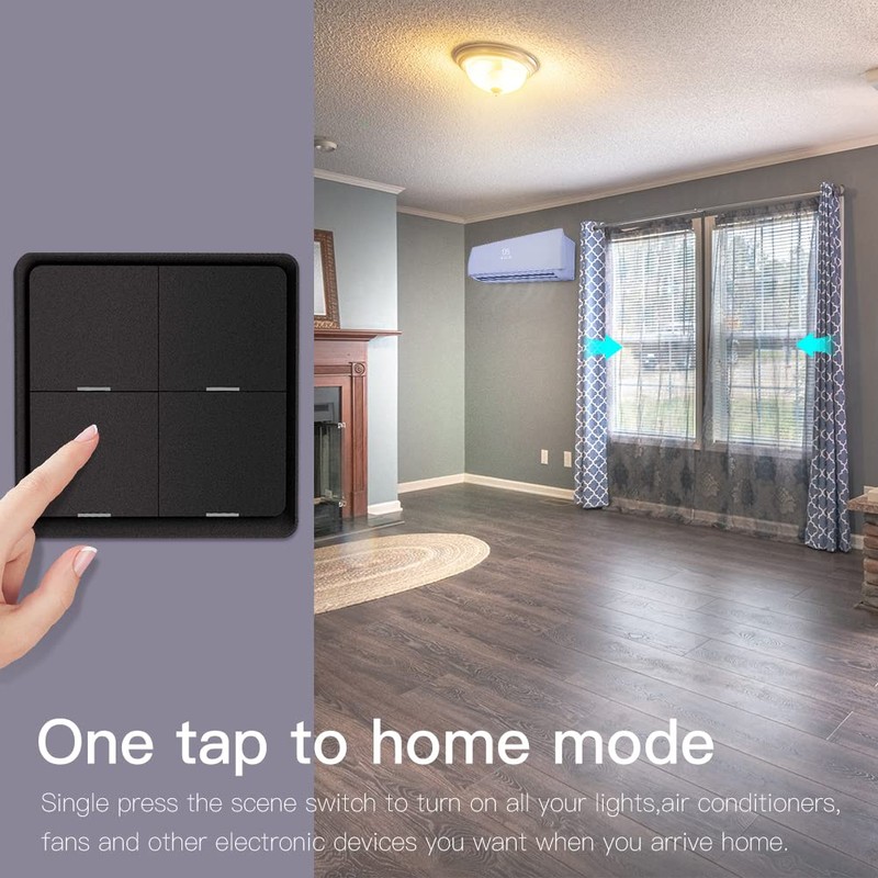 ZigBee Wireless Remote Control Smart Switch Wall Panel Transmitter,Requires MoesGo