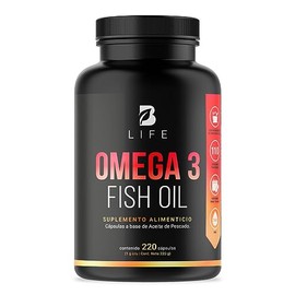 Omega 3 Fish Oil de 220 Cápsulas de 1000 mg. Ingredientes naturales: 100% Aceite de Pescado (EPA y DHA). Omega 3 Fish Oil B Life