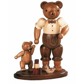 Bear, male with playing child, height 10 cm / 4 inch, original Erzgebirge by Mueller Seiffen