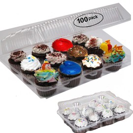 pizety case 100 12 Compartment Cupcake Container with Hinged Lid 12 cavity cupcake container disposable plastic cupcake boxes 12 Compartment Cupcake Containers Clear Hinged Cupcake or Muffin Container