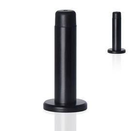 HOMOTEK 2 Pack Heavy Duty Solid Rigid Door Stops Bumper Sound Dampening Door Stoppers with Soft Rubber Tip, Zinc Die Cast DoorStops Wall Protector 2.8" DoorStoppers, Black