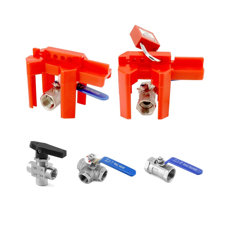 QWORK 4 Set of Red Ball Valve Lockout Device for
