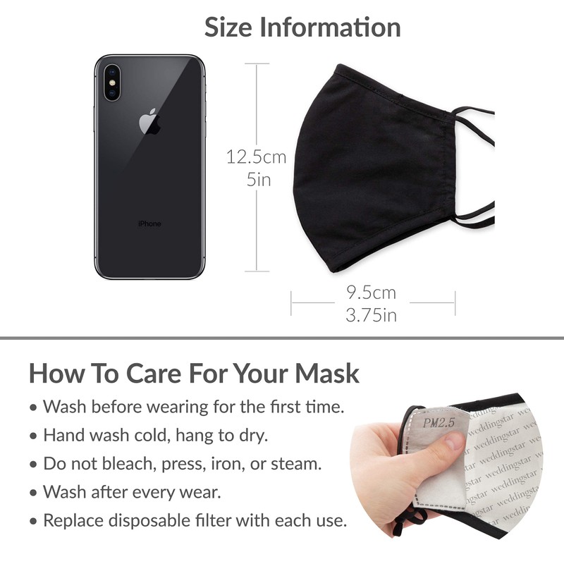 Weddingstar 5 Pack Kid's 3-Ply Washable Cloth Face Mask Reusable