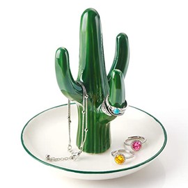 PUDDING CABIN Cactus Ring Holder for Jewelry, Ring Organizer Jewelry Dish, Ring Plate, Jewelry Tray, Cactus Gift for Women Girl Aesthetic Stuff, Preppy Room Decor