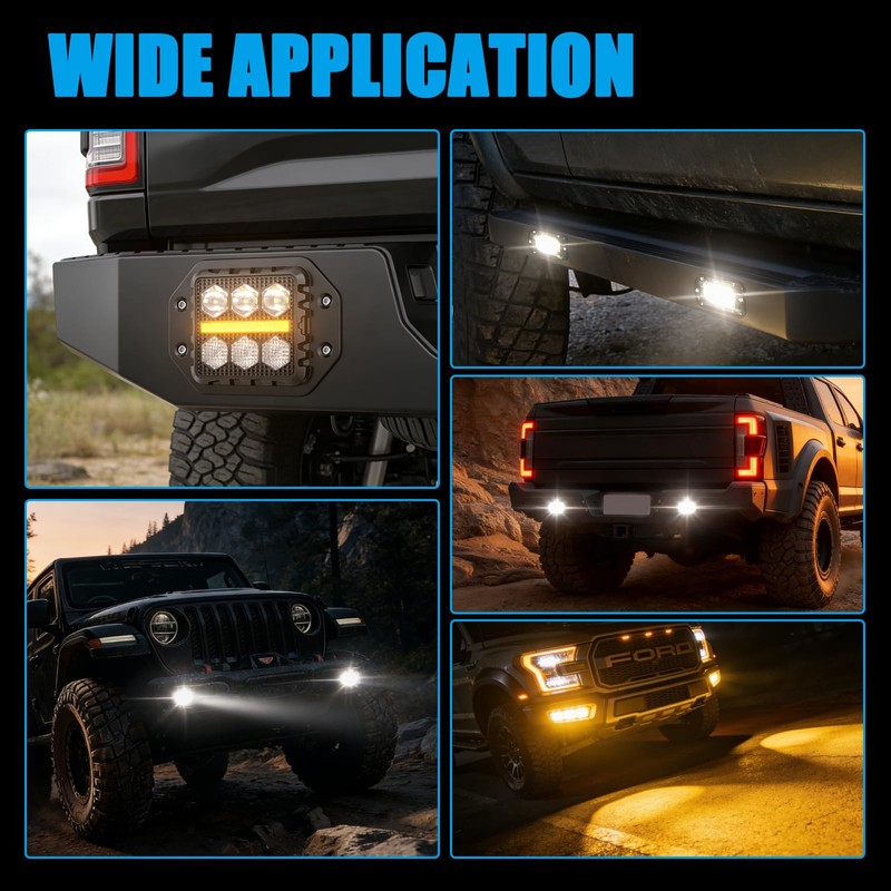 Adzoon Flush Mount LED Pods 5Inch, 8000LM Spot Flood Combo