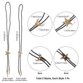 GORGECRAFT 2 Styles Leather Bolo Tie Necktie Horse Cow Skull Texas Ranger Star Chain Turquoise Western Cowboy Rope Cord Pendant Necklace Braided Jewelry for Men Rodeo Wedding Valentine's Day