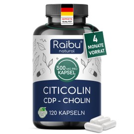 Choline Citicoline Capsules High Dose 500 mg per Capsule - 4 Months Supply - Only 1 Capsule Daily - 120 Capsules CDP-Choline - Bioactive Choline Inform, No Additives, Vegan, Laboratory Tested