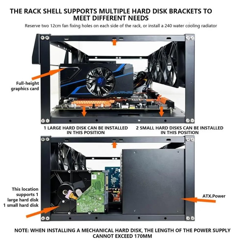 DIY Computer Case PC Frame Desktop Chassis Stackable Rack Stand