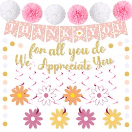 Pink We Appreciate You Banner Decorations Thank You for All You Do Banner