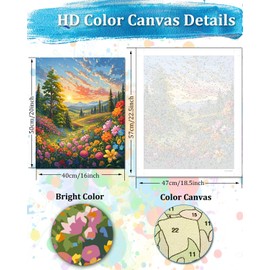 TOCARE Wildflowers Paint by Number Kit for Adults, Blossom Landscape Adult Paint by Numbers Canvas,Acrylic Adults' Paint-by-Number Kits Nature Scenery 16x20inch