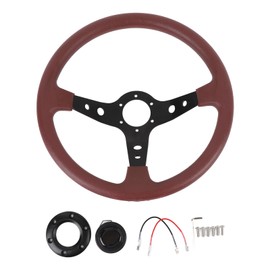 Volante de Coche de 14 Pulgadas Volante de Carreras de PU Aspecto Elegante Comodidad Mejorada Volante de Carreras Volante de Deriva con Botón de...   
