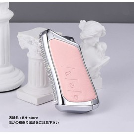JSSD Smart Key Case Replacement for Lexus Lexus LC LS/UX/ES Zircon Crystal Decoration, Ultra Lightweight, High Quality Alloy, Cowhide Leather, Fall Prevention, Gift, FBA Shipping (Pink)