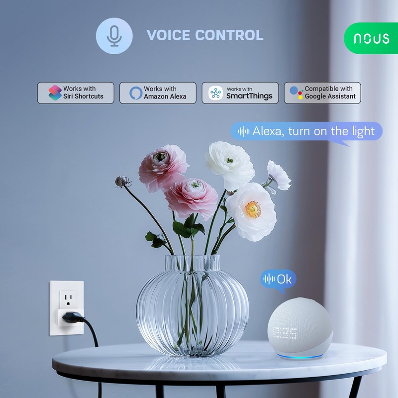 NOUS Wi-Fi Smart Plug 15A, Dual-Band 2.4GHz & 5GHz, Energy