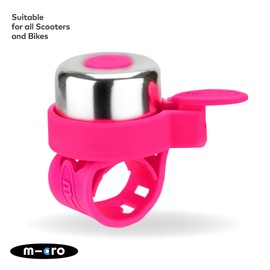 Micro Scooters | Bike/Scooter Plain Handlebar Bell | Kids Bike Accessories | Loud | Waterproof | Boys & Girls | Pink
