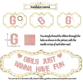 Banner para niñas Just Wanna Have Fun para cumpleaños, bodas, despedidas de soltera, suministros de decoración para niñas, divertido cumpleaños y oro rosa