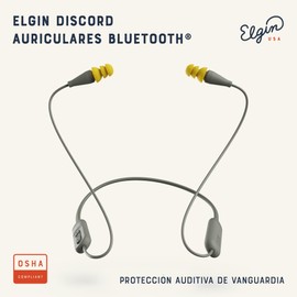 Elgin Discord Auriculares Bluetooth con Tapones, Audífonos Inalámbricos de Seguridad con Aislamiento de Ruido, Cumplen con OSHA, Todo Clima para Trabajo Industrial y Ambientes de Alto Ruido