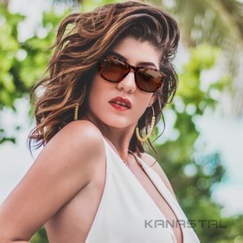 KANASTAL Brown Sunglasses Mens Polarised Leopard Brown Sunglasses Womens Retro Classic UV Protection Vintage Fishing Driving - Tortoiseshell Frame Brown Lens