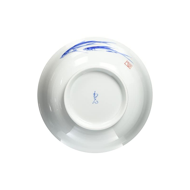 Hama Pottery Hasami Wagamiyaki, Wayama Kiln, Menbowl, Dyed Fish Crest