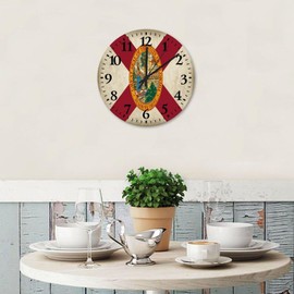 12 Inch Silent Non-Ticking Wall Clocks Battery Operated Florida State Flag Wall Decor for Garage Patriotic USA Map Sports Fans Vintage Round Wooden Wall Clock Rustic for Dining Room New Home
