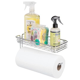mDesign Kitchen Roll Holder Wall Holder for Paper Rolls in Kitchen or Bathroom - Wall Mounted Modern Paper Roll Holder - Colour: Chrome