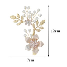 Gold Bridal Flower Hair clip Pearl Leaves Barrette Wedding Hair Accessory for Women Brides Bridesmaids