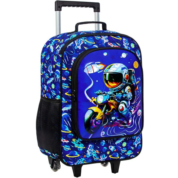 Kids Luggage for Boys, Water Resistant Rolling Suitcase, Cool Astronauts