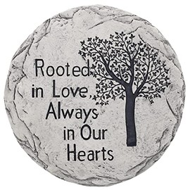 Top Brass Garden Memorial Stepping Stone - Rooted in Love, Always in Our Hearts - Tree of Life